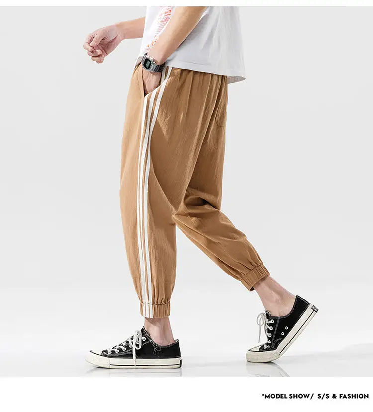 Men's Black Track Pants with 3 Stripes Large Cuffs — feature 62