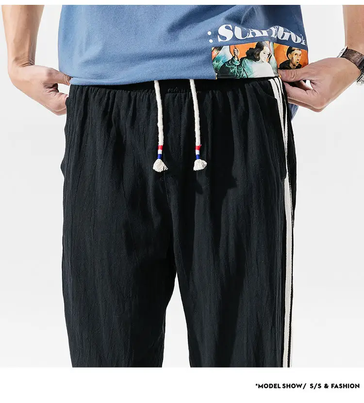 Men's Black Track Pants with 3 Stripes Large Cuffs — feature 66