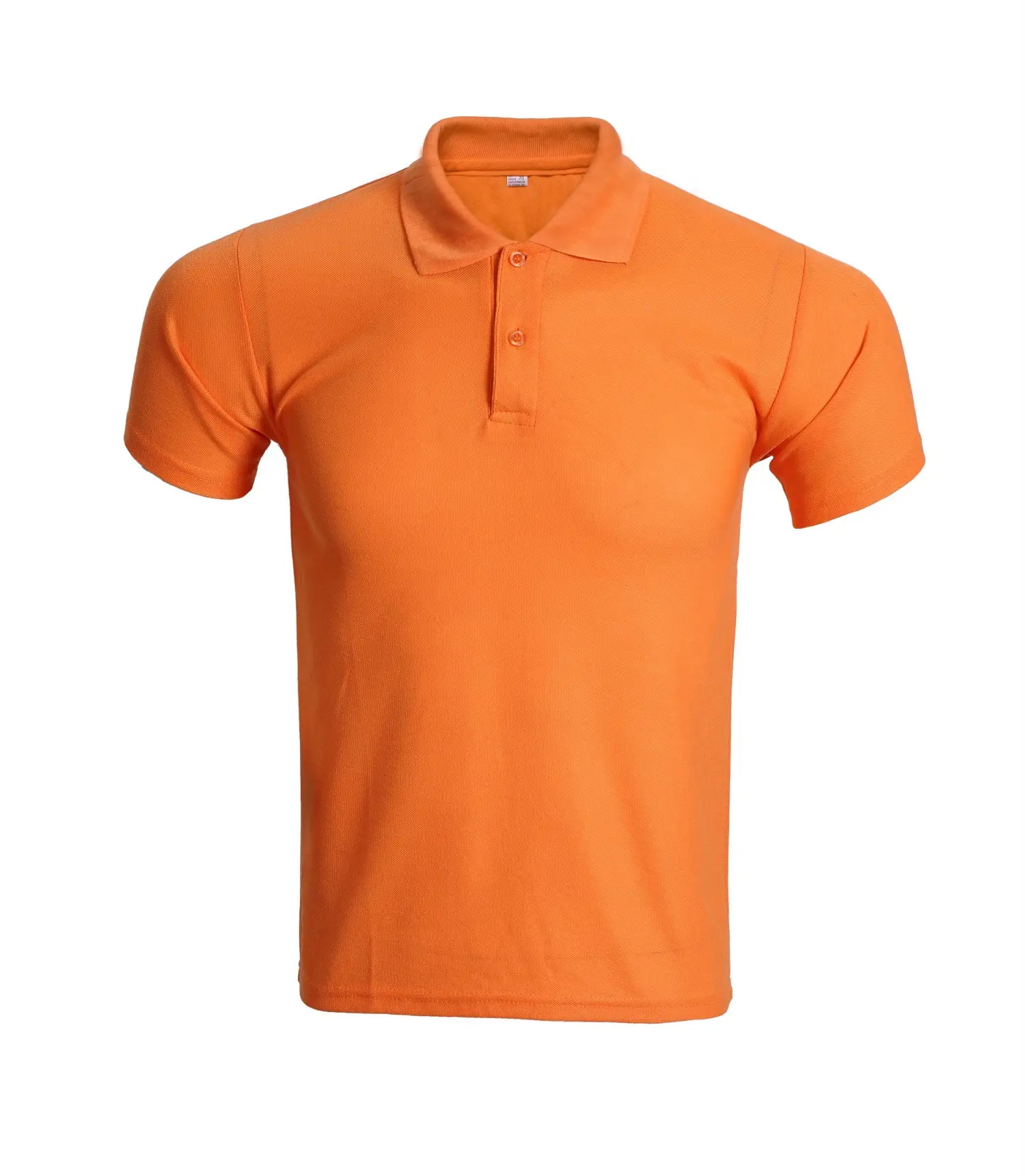 Men Orange Polo Shirt with Button Collar - Image 7