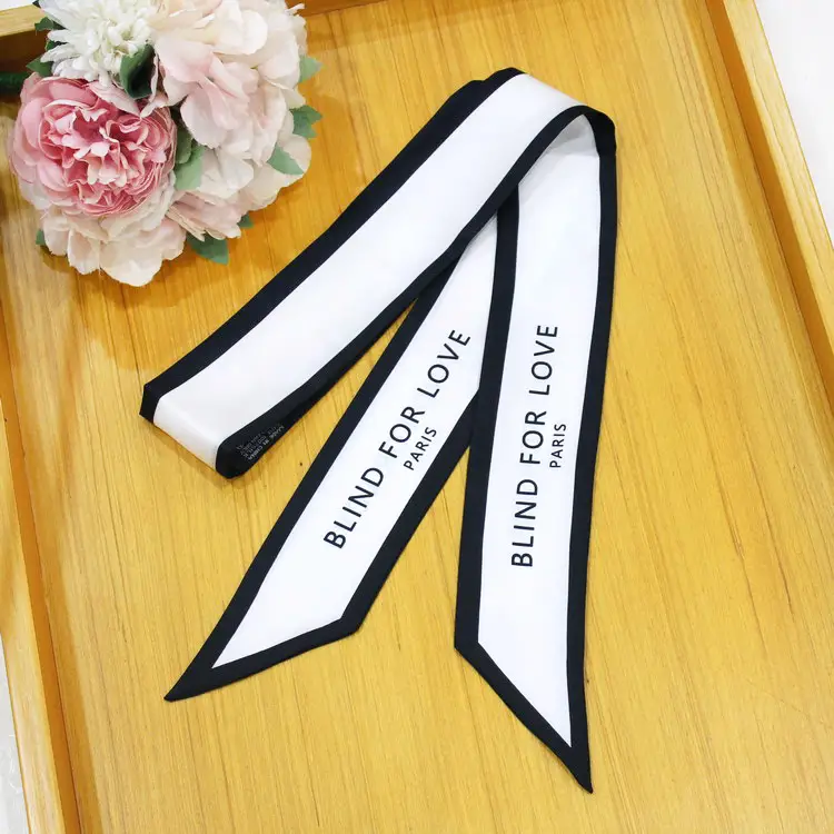 Black & White Silk Scarf for Women - Image 10