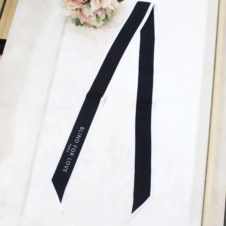 Black & White Silk Scarf for Women - Image 2