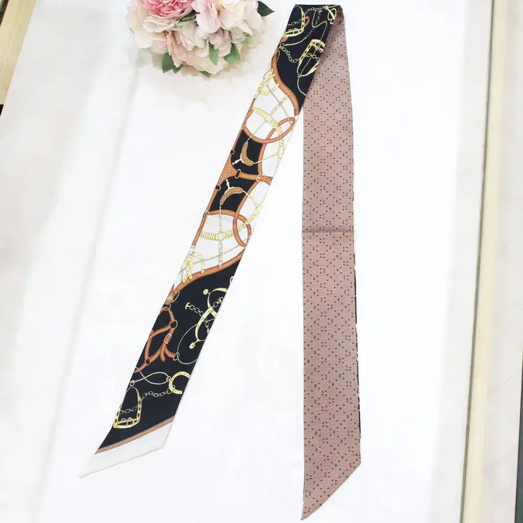 Black & White Silk Scarf for Women - Image 5