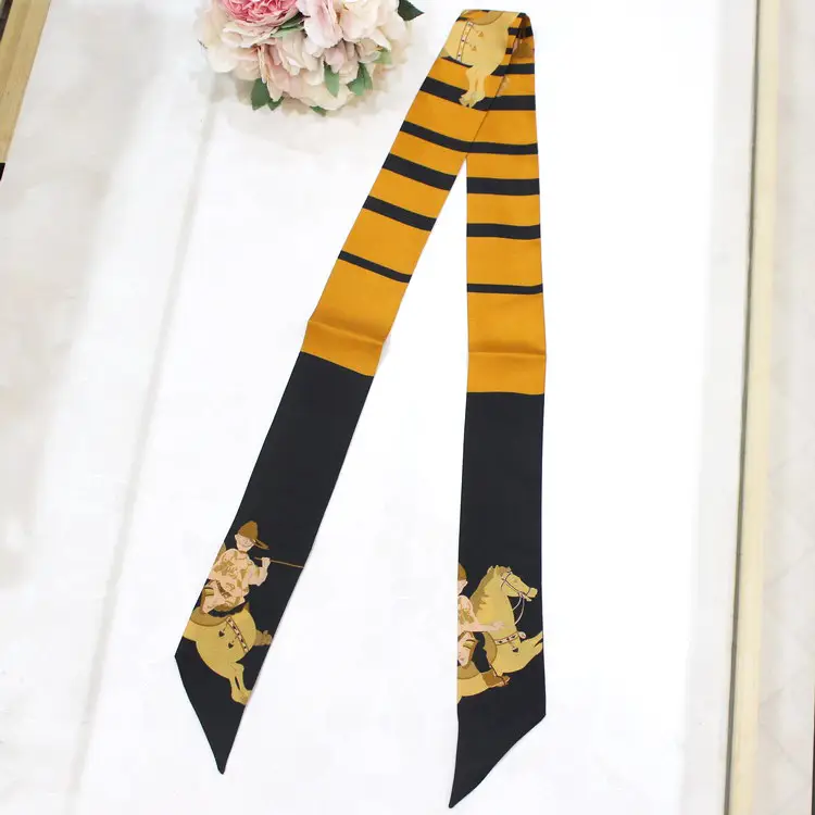Black & White Silk Scarf for Women - Image 7