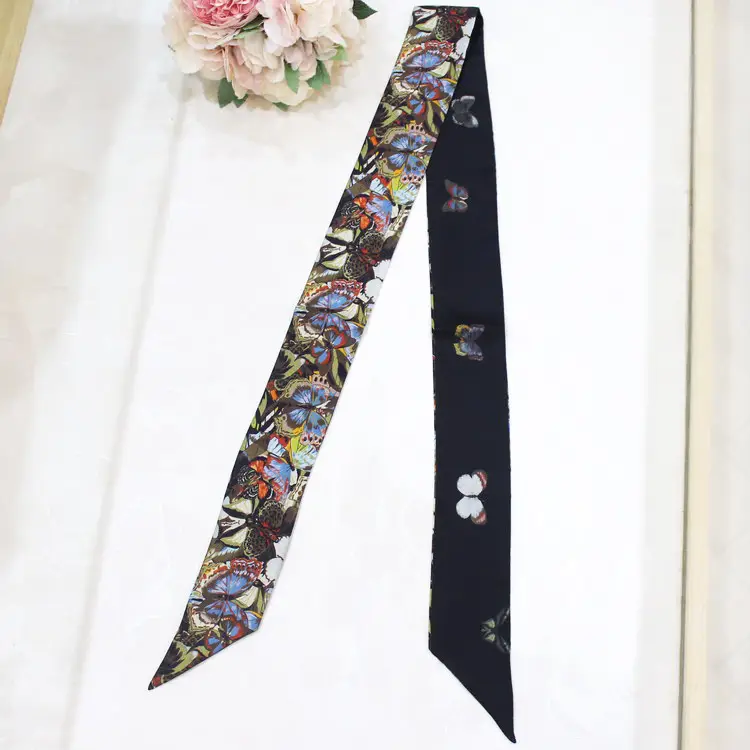 Black & White Silk Scarf for Women - Image 8