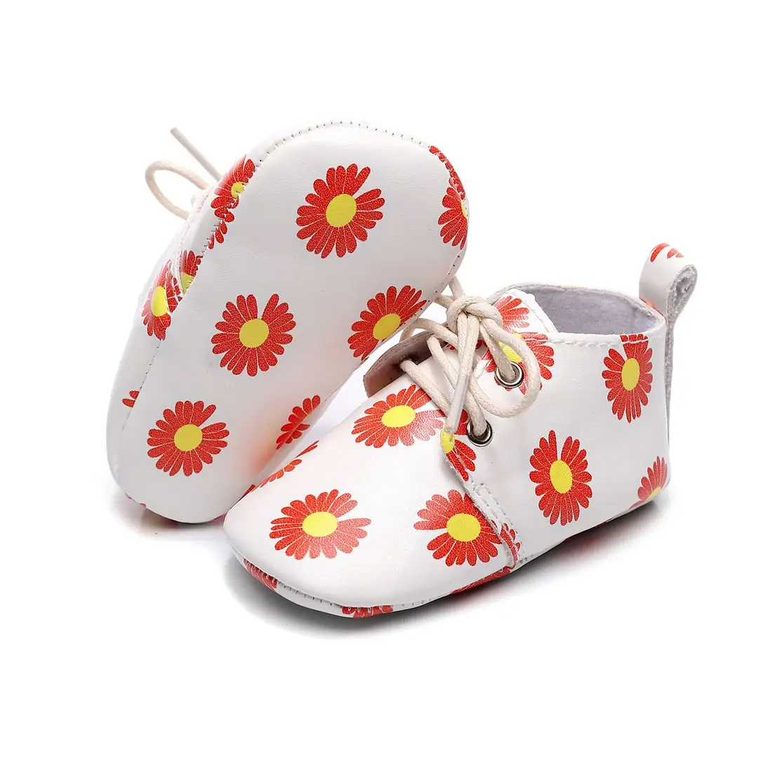 Lace-Up Cartoon Pu Baby Shoes Infant Walking Shoes Wholesale Non-Slip Growth Walking Cartoon Non-Slip Shoes - Image 3