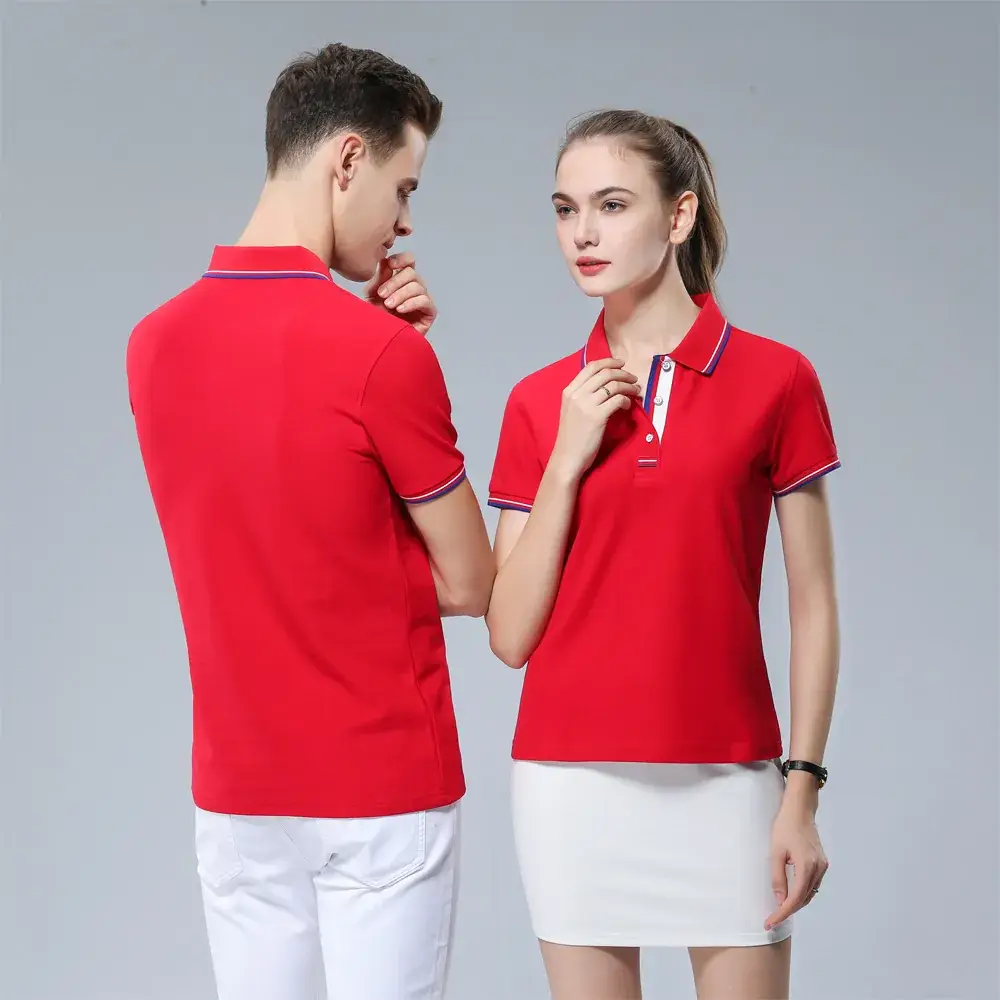 Men Women Polo Shirt White Blue Summer Wear - Image 12