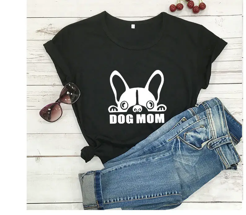 Dog Mom Graphic T-Shirt Yellow Short Sleeve - Image 2