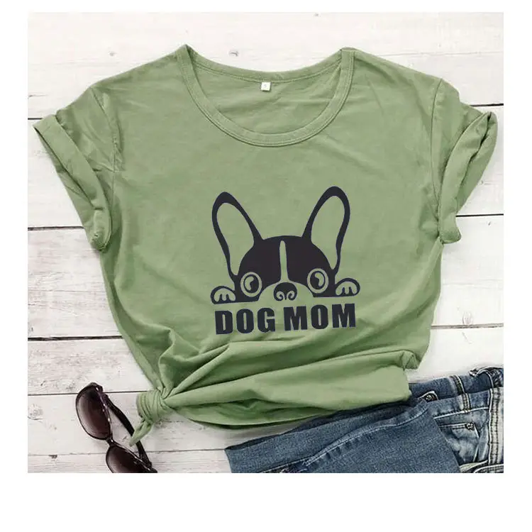Dog Mom Graphic T-Shirt Yellow Short Sleeve - Image 4
