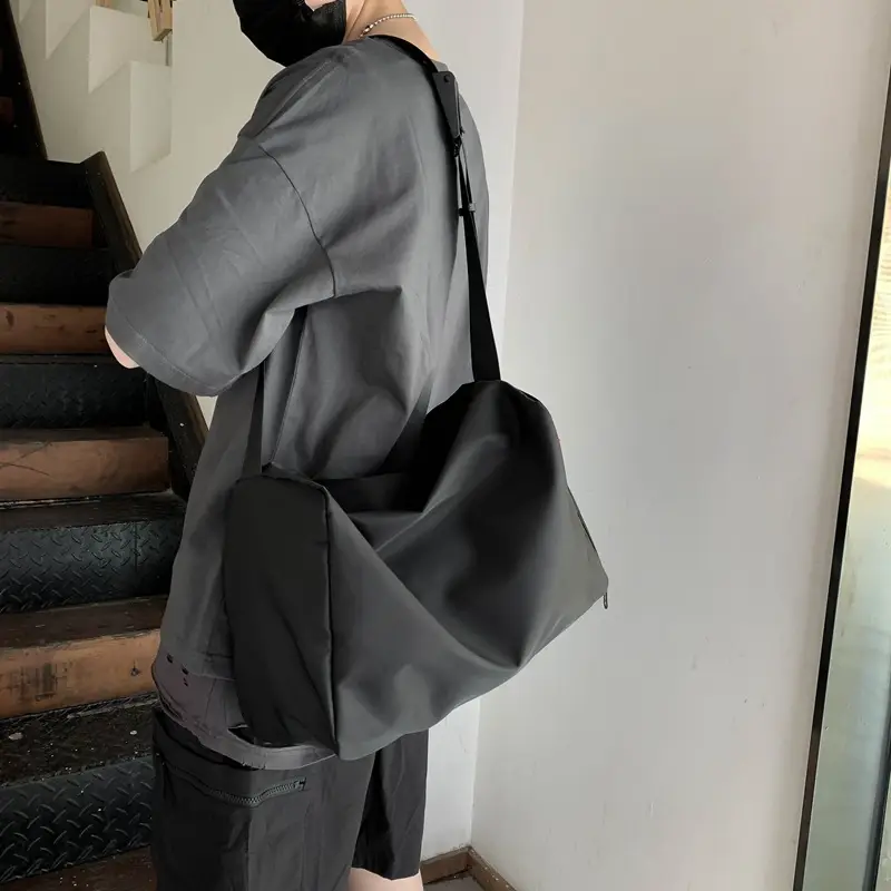Men's Japanese Style Crossbody Bag Large Capacity Black - Image 4
