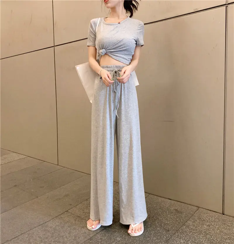 New 2024 Slim Fit Orange T-Shirt & Wide Leg Pants Set — feature 2