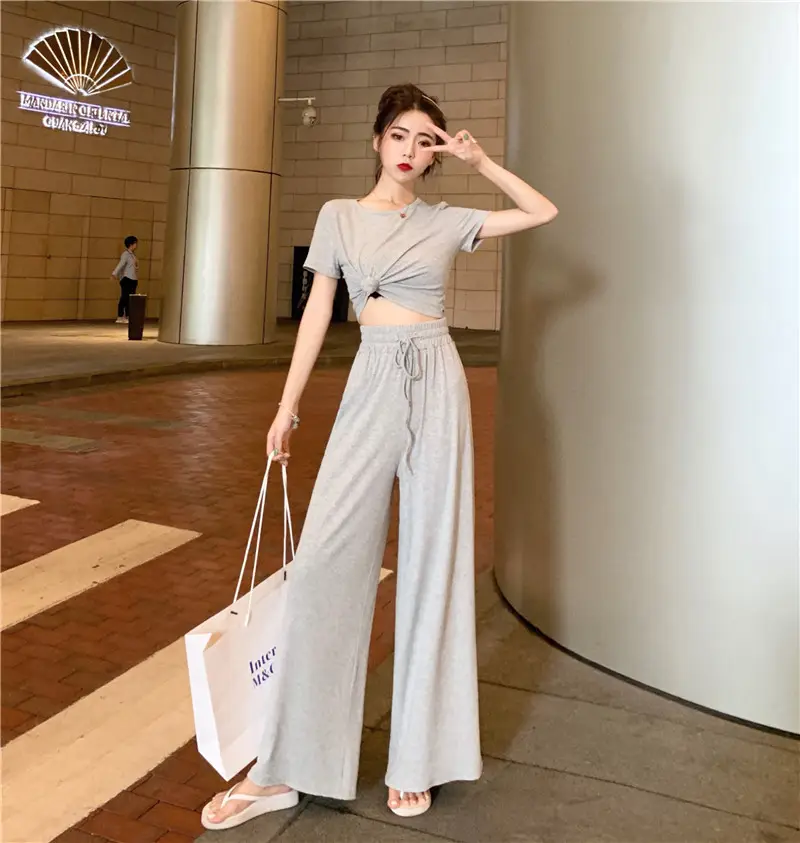 New 2024 Slim Fit Orange T-Shirt & Wide Leg Pants Set — feature 6