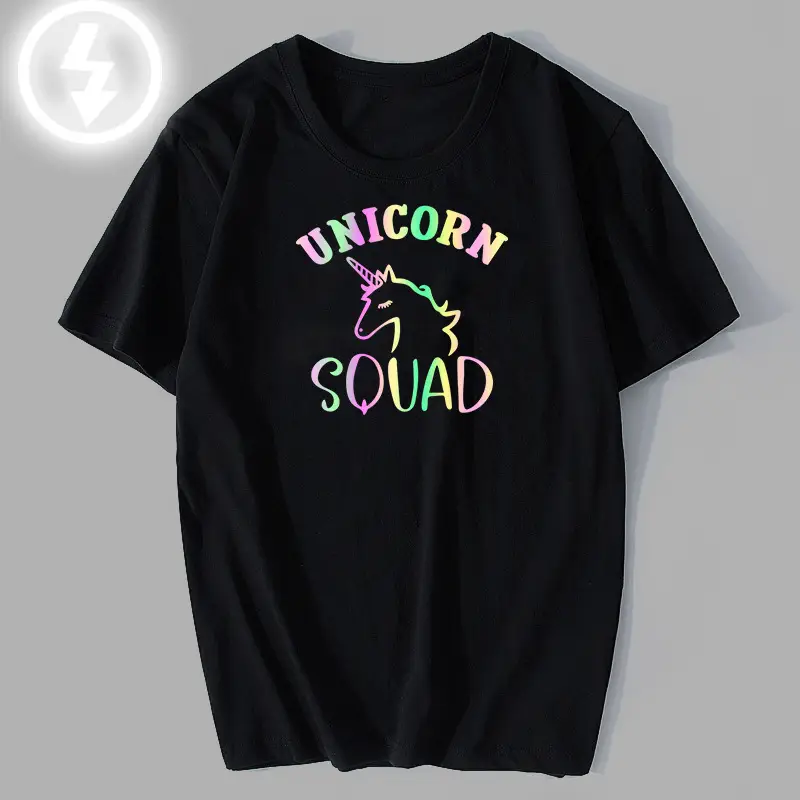 Unicorn Style T-Shirt Black Crewneck Super Hot Ins