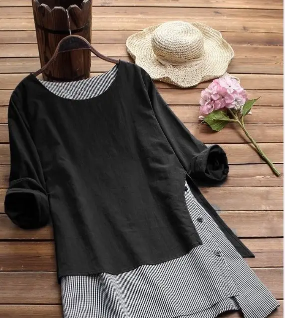 Green Women's Striped T-Shirt Set with Button Front