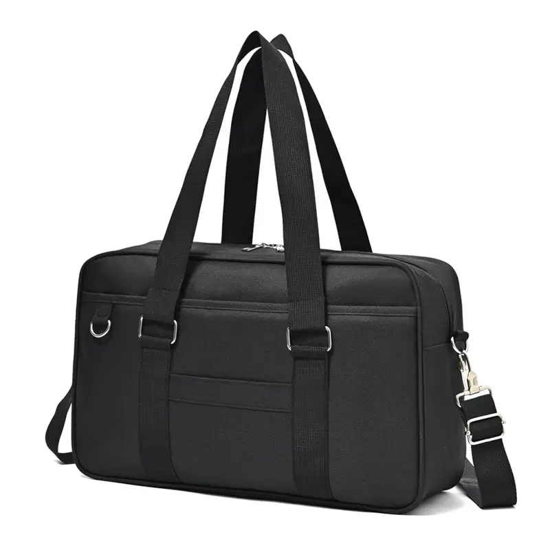 Black Japanese Style Canvas College Shoulder Tote Bag - Image 6