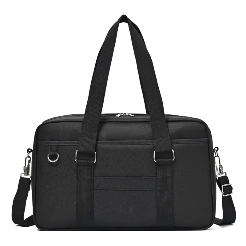 Black Japanese Style Canvas College Shoulder Tote Bag - Image 2