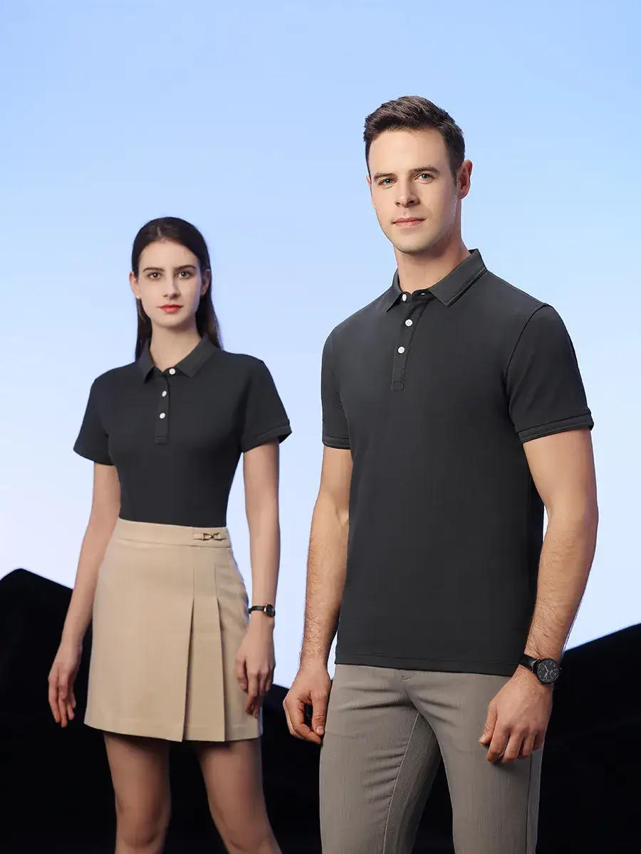 240g Black Polo Men's Embroidery Short Sleeve T-Shirt