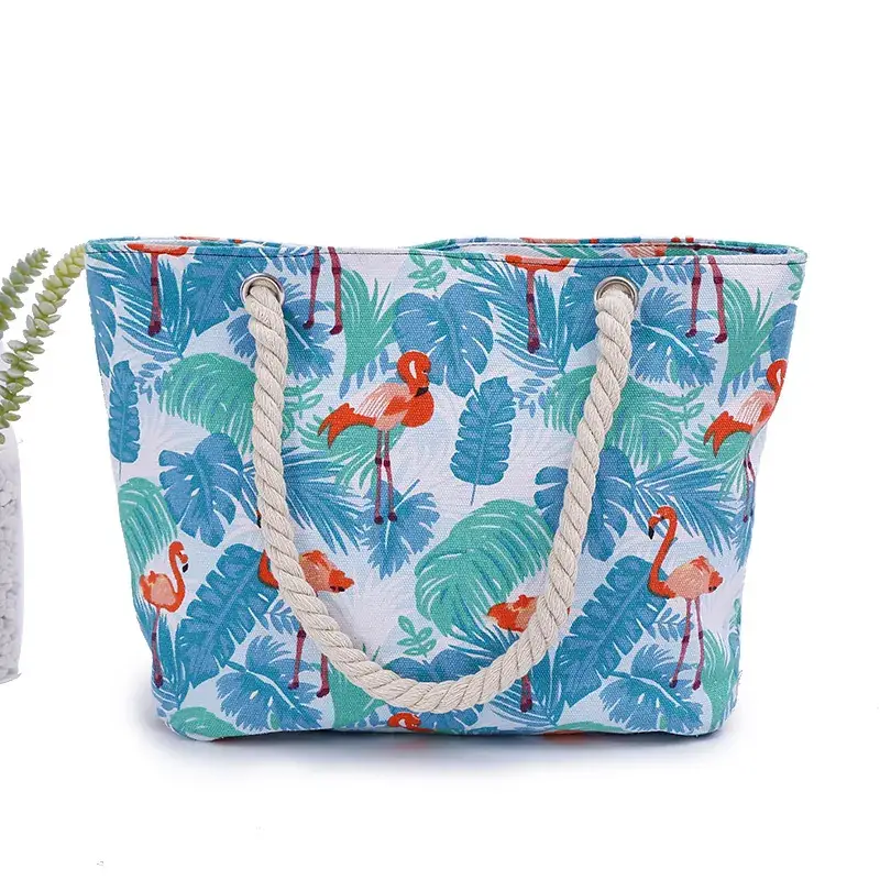 Women's Flamingo Print Shoulder Bag Large Capacity Canvas - Image 2