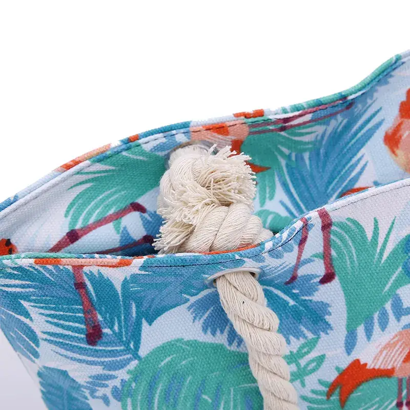 Women's Flamingo Print Shoulder Bag Large Capacity Canvas - Image 4