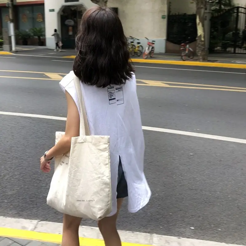 2025 Summer Women's Sleeveless Tank Top with Back Slit & Letter Print - Image 4