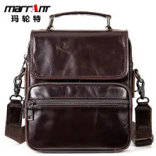 Men's Black Genuine Leather Crossbody Bag Vertical Zip — feature 14