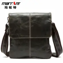 Men's Black Genuine Leather Crossbody Bag Vertical Zip — feature 16