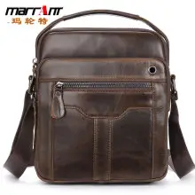 Men's Black Genuine Leather Crossbody Bag Vertical Zip — feature 20