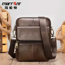 Men's Black Genuine Leather Crossbody Bag Vertical Zip — feature 22