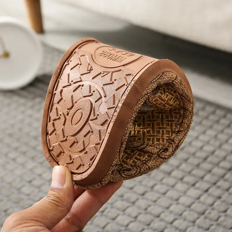 Woven Rattan Summer Slippers for Men Women Brown - Image 6