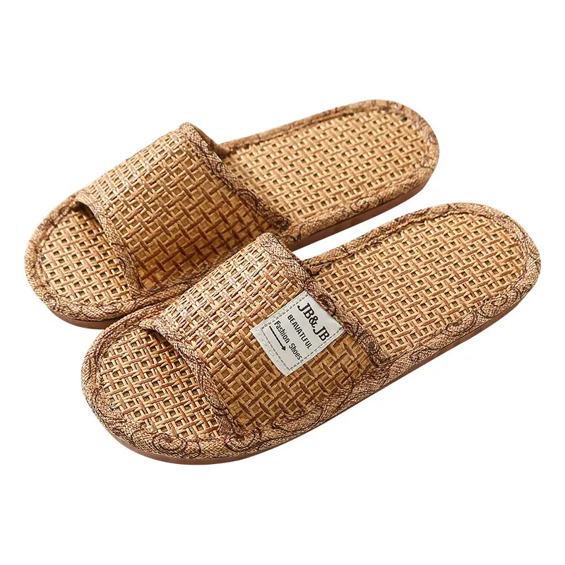 Woven Rattan Summer Slippers for Men Women Brown - Image 7
