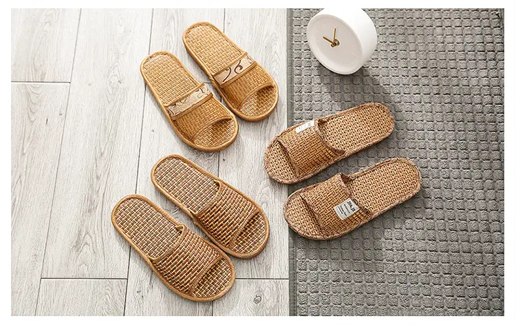 Woven Rattan Summer Slippers for Men Women Brown β feature 17