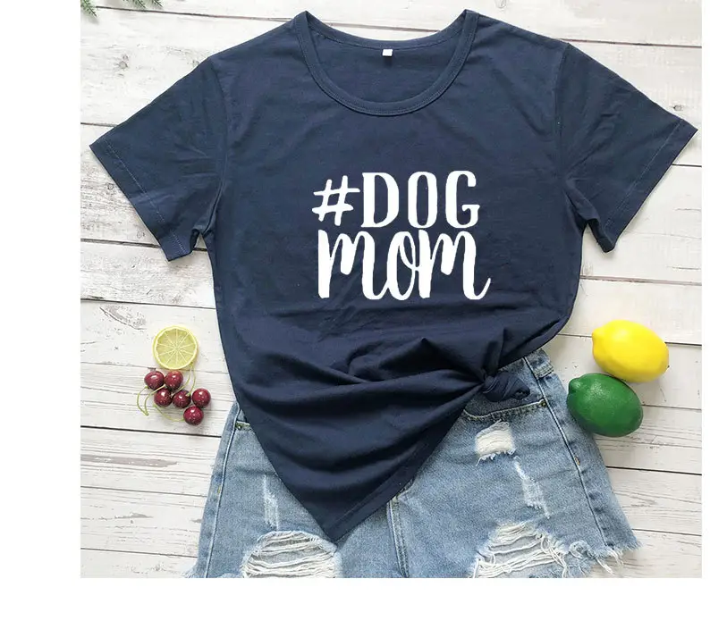 Dog Mom Printed Black T-Shirt Short Sleeve - Image 11