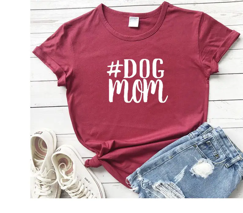 Dog Mom Printed Black T-Shirt Short Sleeve - Image 12
