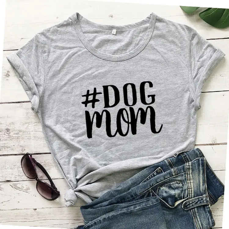 Dog Mom Printed Black T-Shirt Short Sleeve - Image 3