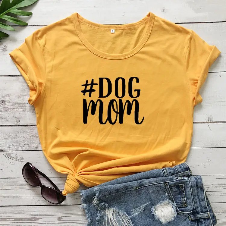 Dog Mom Printed Black T-Shirt Short Sleeve - Image 5