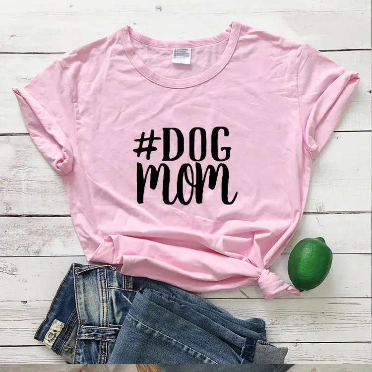 Dog Mom Printed Black T-Shirt Short Sleeve - Image 6