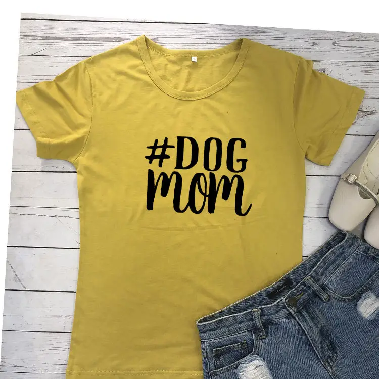Dog Mom Printed Black T-Shirt Short Sleeve - Image 7