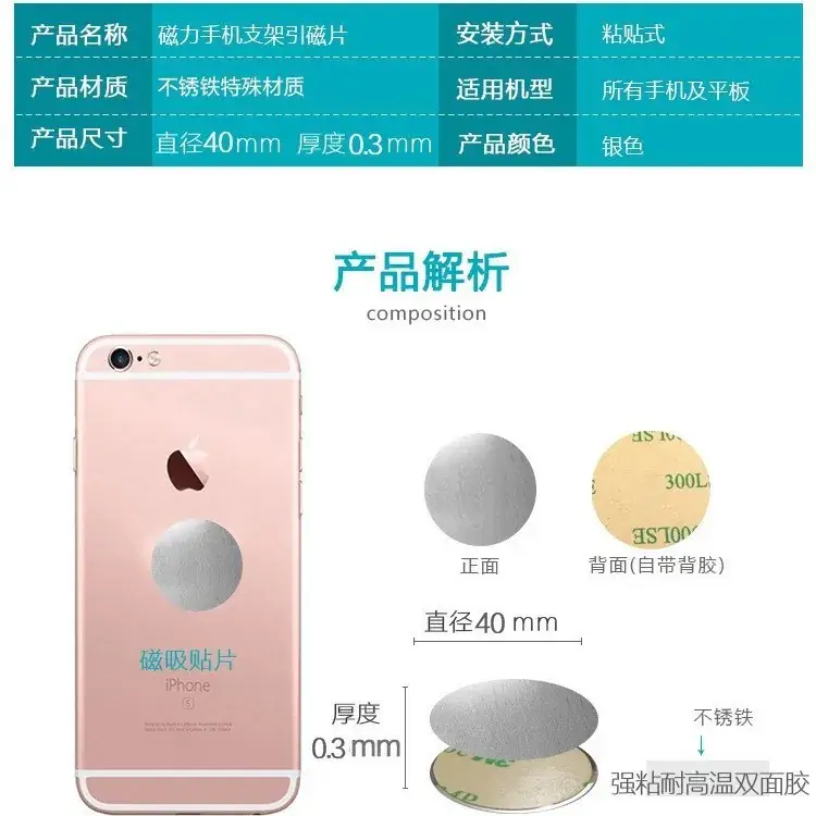 Magnetic Phone Holders with Blue Film Backing 25mm Round Iron Sheets - Image 15