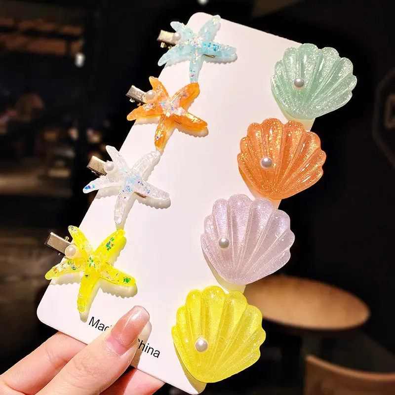Orange Pearl Shell Hairpin Clip for Girls - Image 5