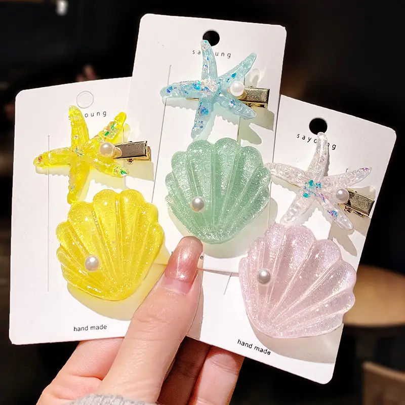 Orange Pearl Shell Hairpin Clip for Girls - Image 7