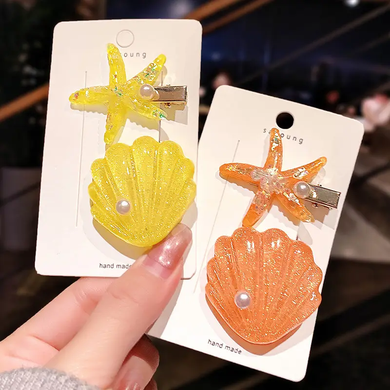 Orange Pearl Shell Hairpin Clip for Girls - Image 8