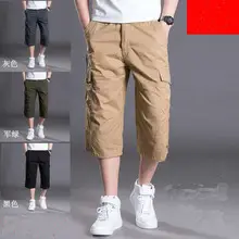 Men's Olive Capri Shorts with 4 Pocket Design — feature 17