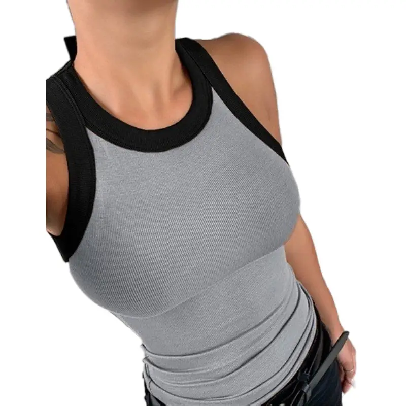 Women's Printed Summer Bralette Round Neck Black Gray - Image 10