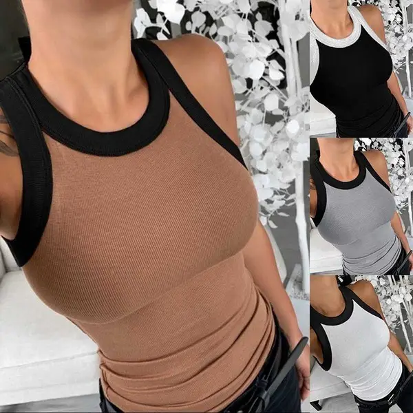 Women's Printed Summer Bralette Round Neck Black Gray - Image 4