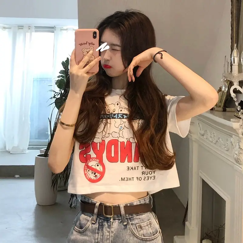 Women Short Sleeve Graphic T-Shirt High Waist 2025 - Image 2