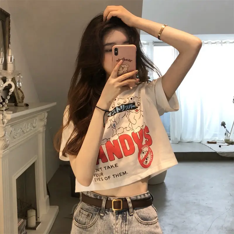 Women Short Sleeve Graphic T-Shirt High Waist 2025 - Image 3