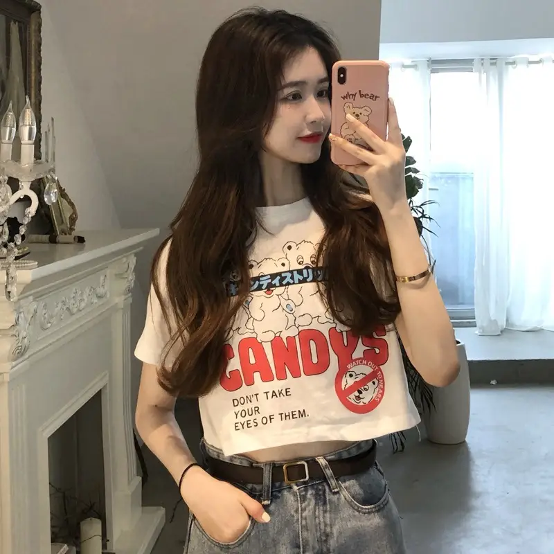 Women Short Sleeve Graphic T-Shirt High Waist 2025 - Image 4