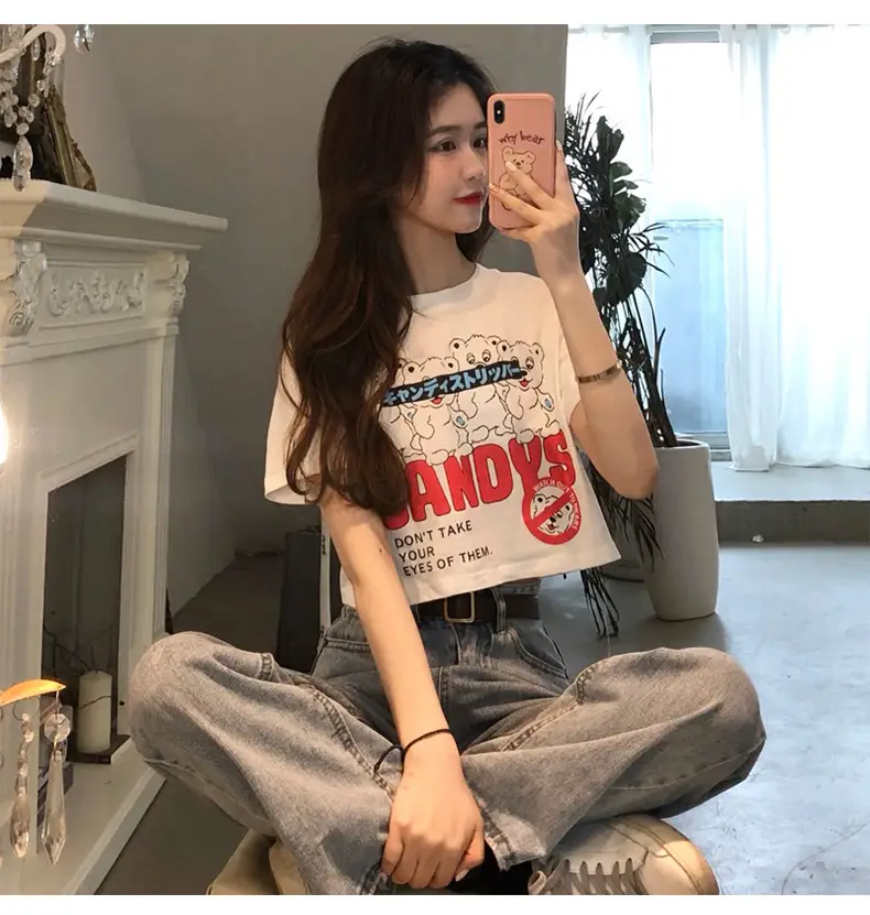 Women Short Sleeve Graphic T-Shirt High Waist 2025 - Image 5