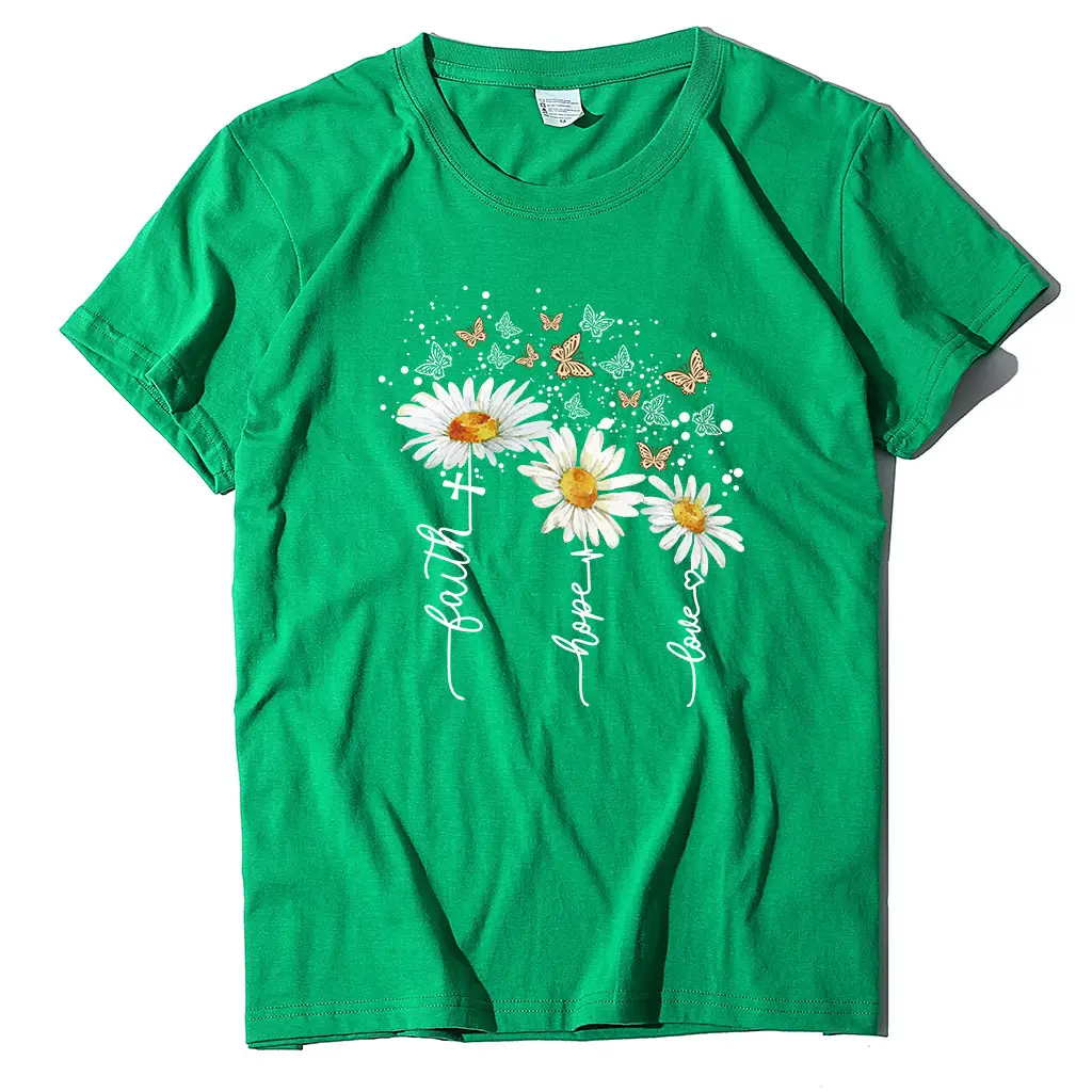 Women Yellow Daisy Print T-Shirt Short Sleeve 2023 - Image 19
