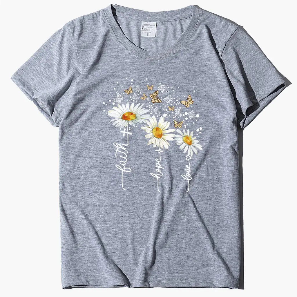 Women Yellow Daisy Print T-Shirt Short Sleeve 2023 - Image 2