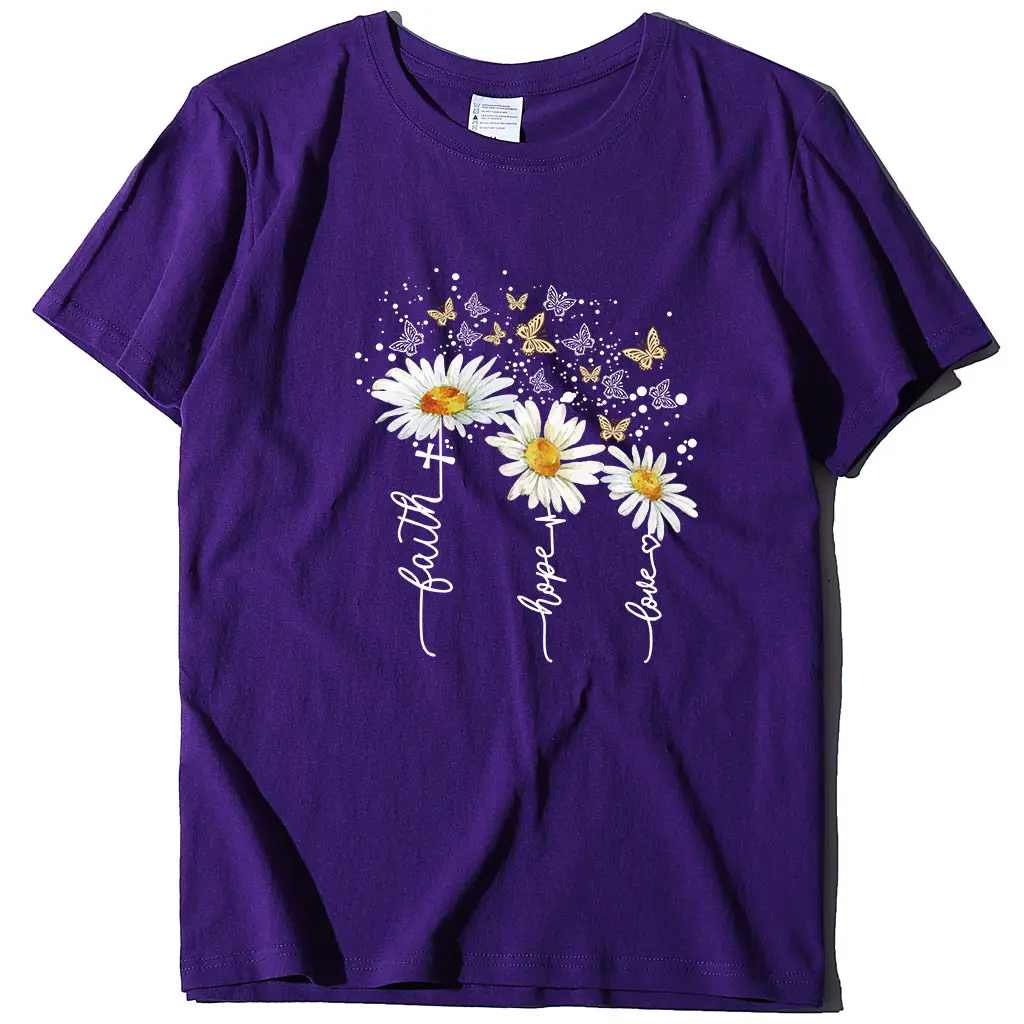Women Yellow Daisy Print T-Shirt Short Sleeve 2023 - Image 3